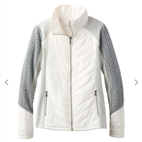 Prana Zinnia white and gray quilted wool sleeve water resistant zip up jacket si - Picture 4 of 10